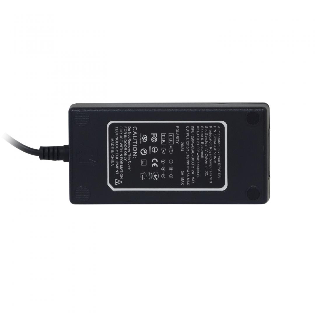 Karikues universal për laptop Spacer SPAL-LAP-UNIV, 96W, 9 konektorë, i zi