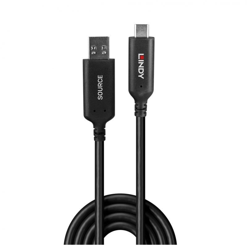 Kabllo USB Lindy, 50m, USB 3.2 Gen 1 Type A në C, fibrë optike