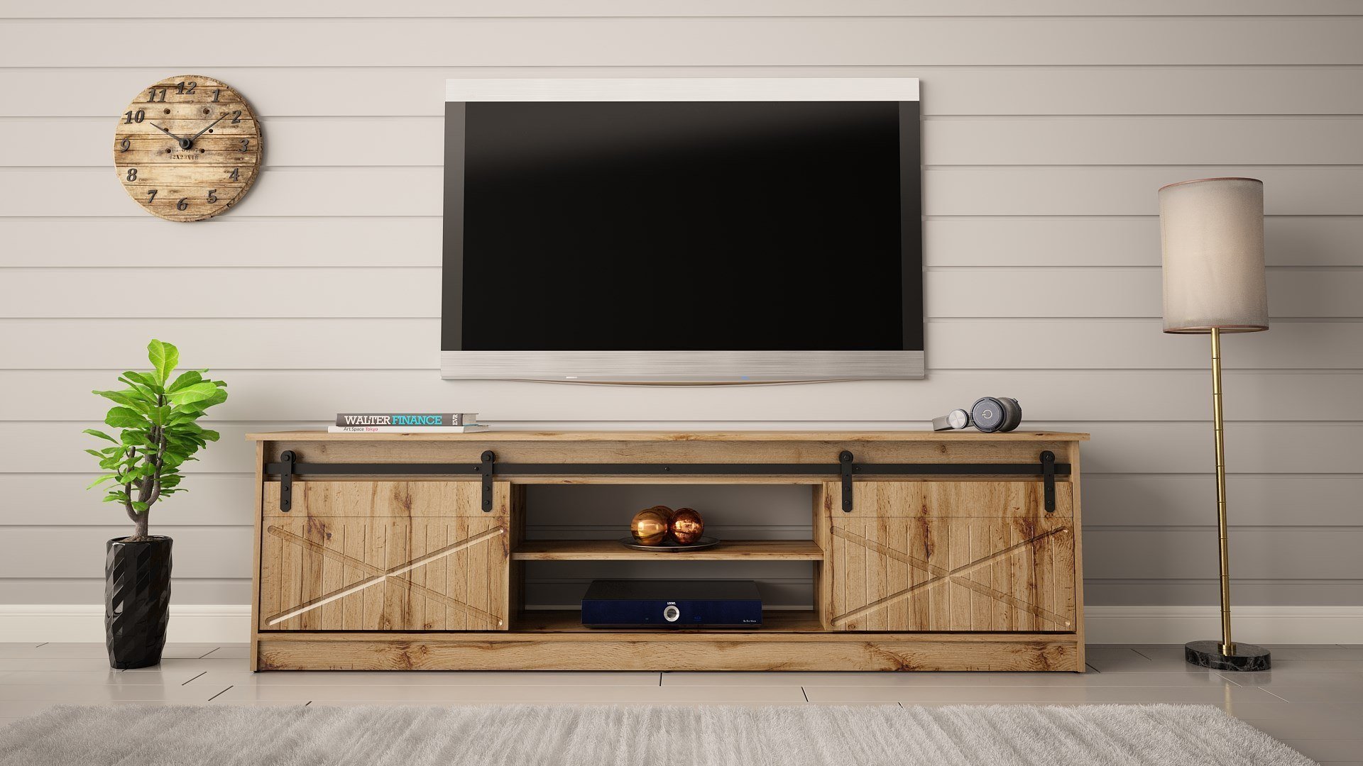 Kredencë TV Cama Meble Granero, PAL MDF, 35x56.7x200cm, dru lisi kafe