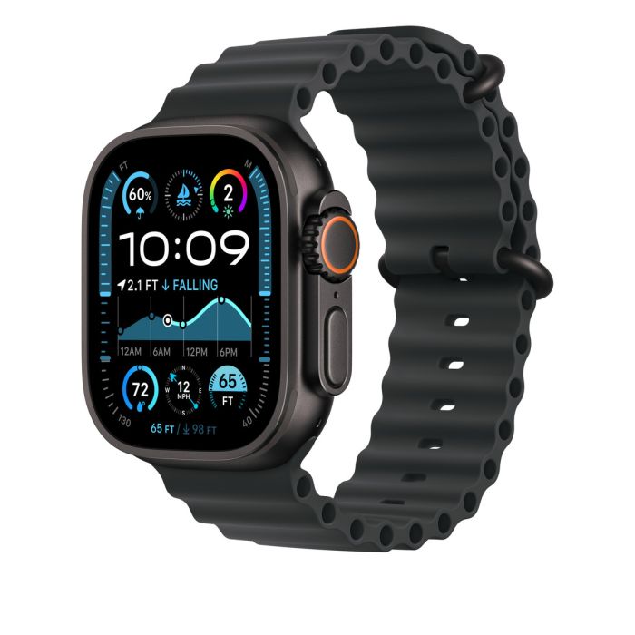 Apple Watch 49mm Band, Black Ocean Band Extension, Black Titanium Finish