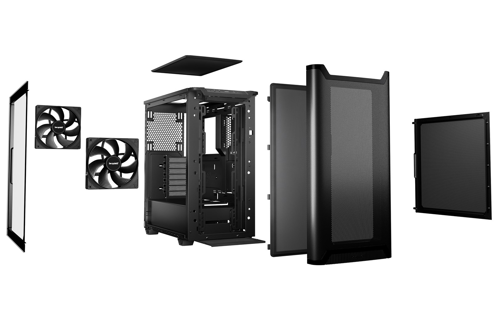 Kase PC be quiet Pure Base 501 Airflow, ATX Mid Tower, xham i temperuar, e zezë