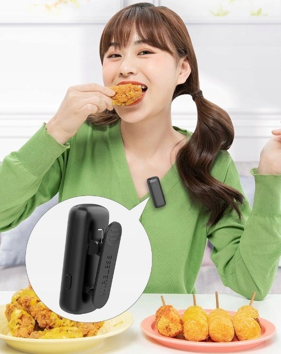 Mikrofon lavalier wireless Ulanzi J12, Lightning për iPhone, set me 2 mikrofonë, i zi