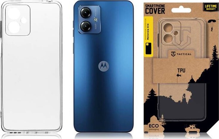 Kapak telefoni Tactical për Motorola Moto G14, TPU, transparent