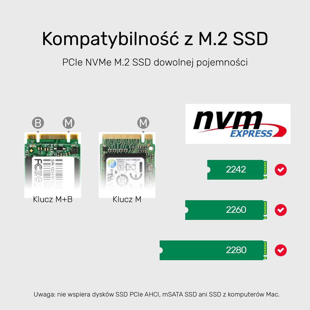 Kuti eksternale SSD Unitek S1206A, USB C 3.2 Gen 2, për M.2 PCIe NVMe, argjendtë