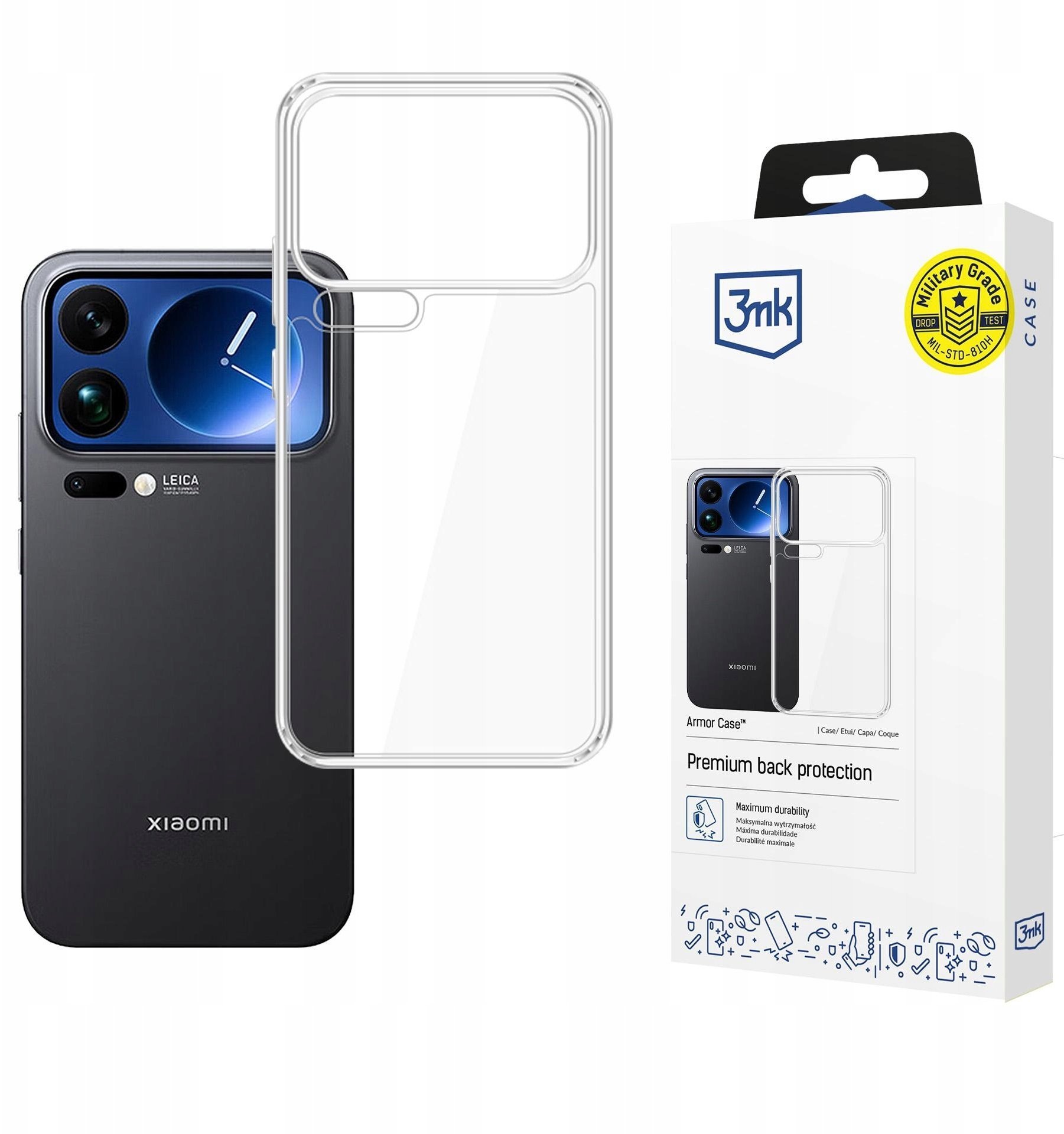 Mbështjellës telefoni 3MK Armor Case për Xiaomi 17 Pro Max, kundër goditjeve, transparent