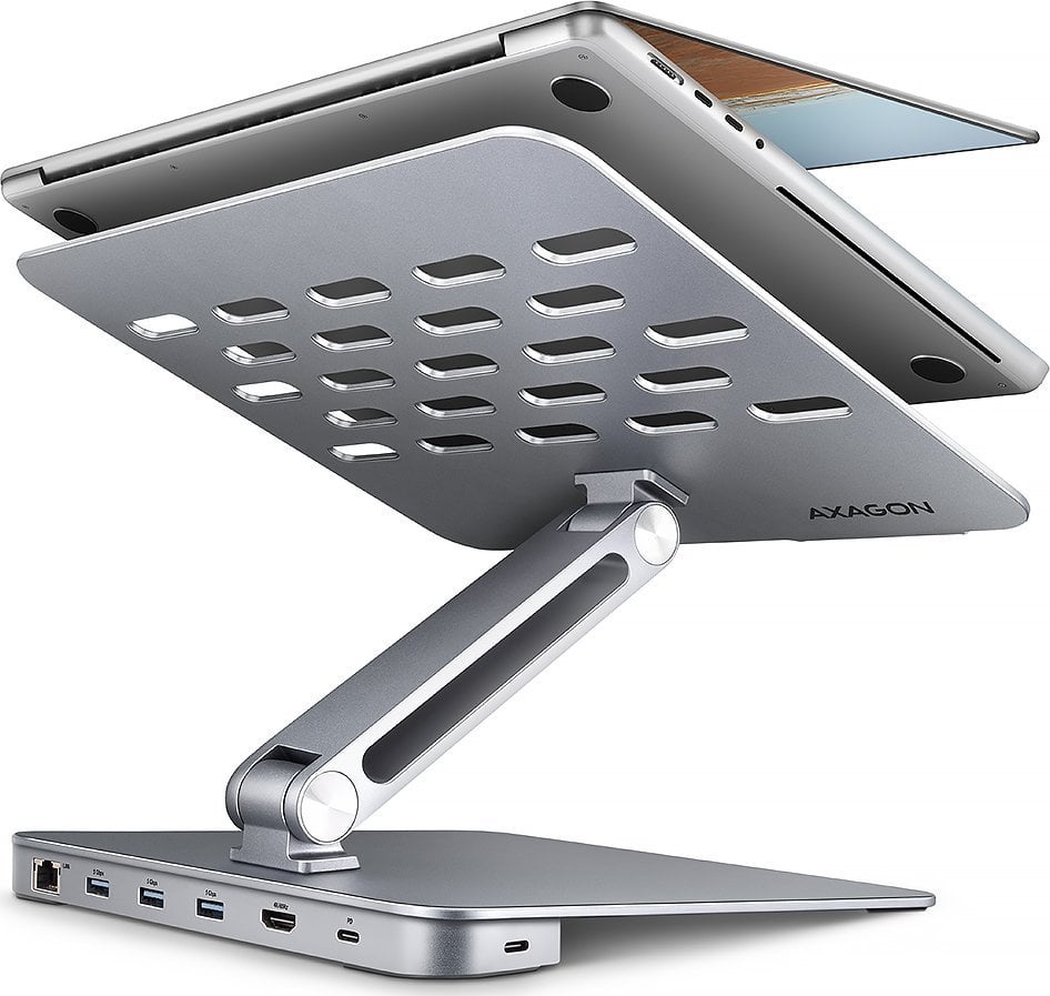Stativ laptopi me hub USB-C AXAGON HMC-STND, 10"-16", 4K, gri