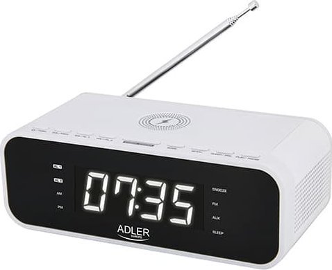 Radio alarm Adler AD 1192W, karikues wireless, Bluetooth, e bardhë