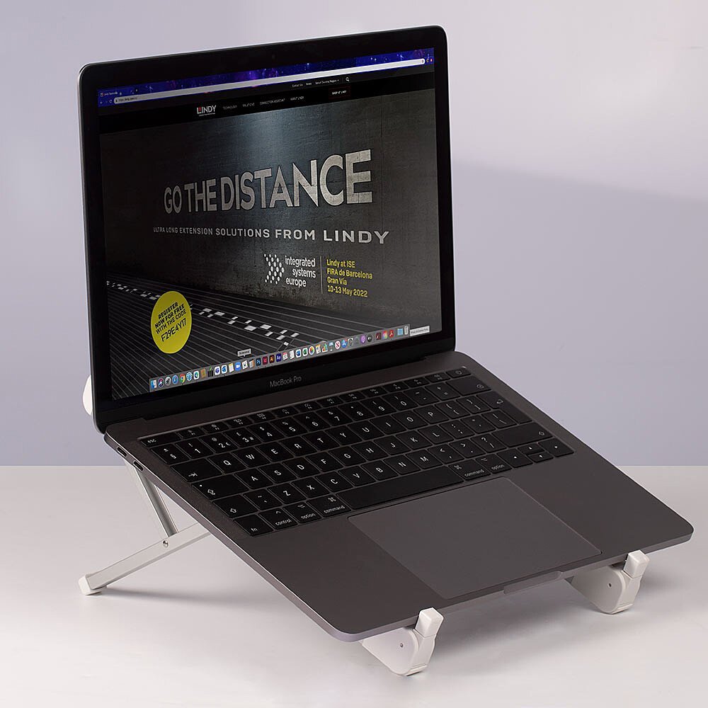 Mbajtëse laptopi Lindy Riser Folding 20916, e rregullueshme, palosëse, argjend me të bardhë