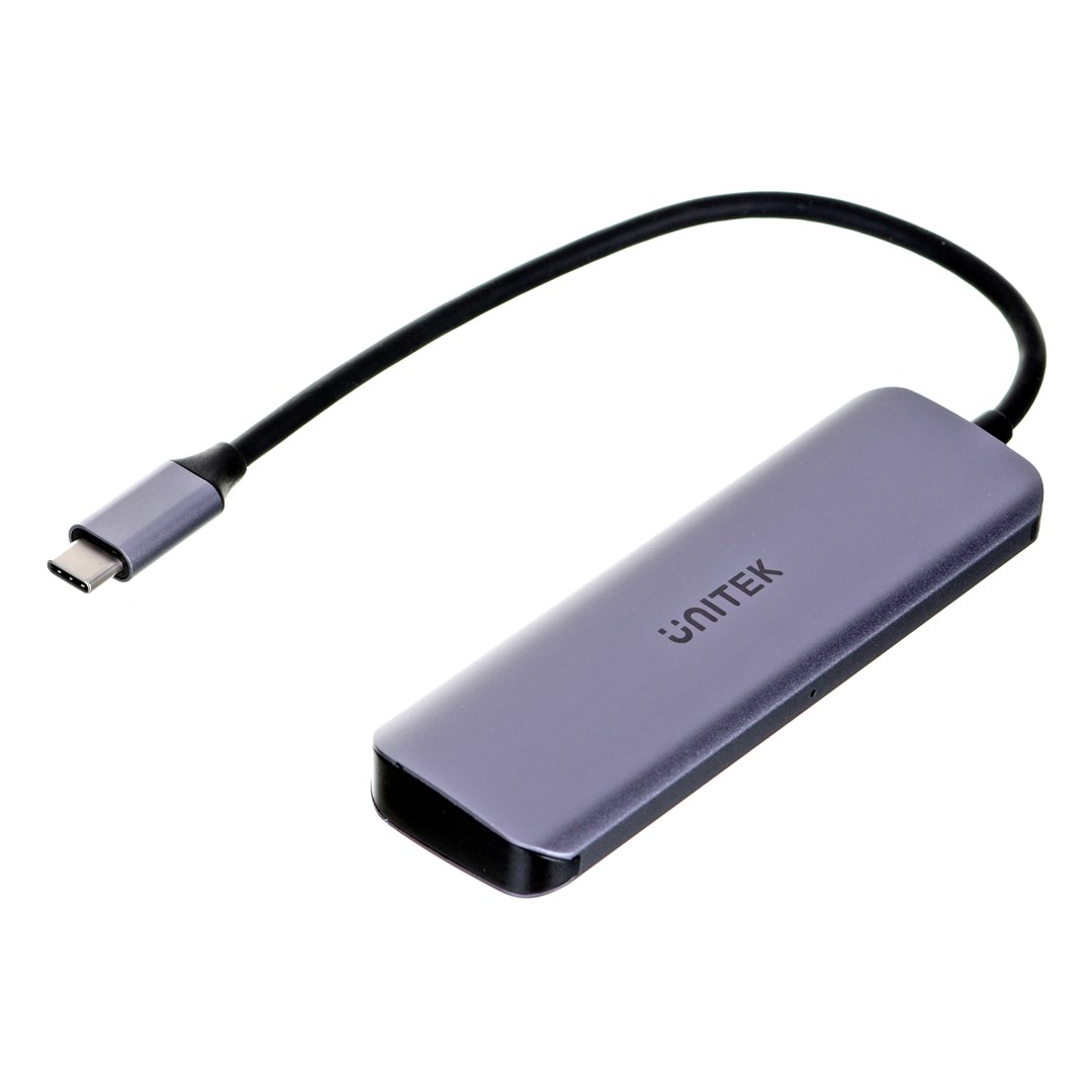 Qendër USB-C Unitek UHUB P5+, 4 porte USB-A, 12W, i hirtë