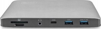 Stacion dokimi USB C Digitus DA-70895, 2x 4K ose 8K, Gigabit LAN, gri e zezë