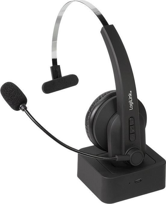 Kufje Bluetooth LogiLink, mono me mikrofon, me stacion karikimi, të zeza