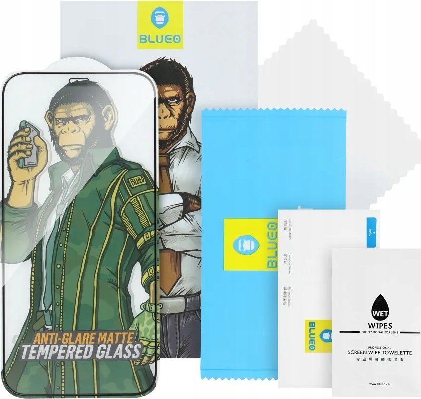 Xham mbrojtës BlueO 5D Mr. Monkey për iPhone 13 Pro Max, privacy, transparent