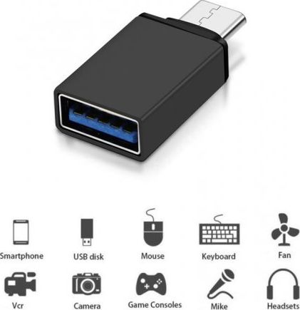 Adapter USB Maclean MCE470, USB C në USB, OTG, i zi
