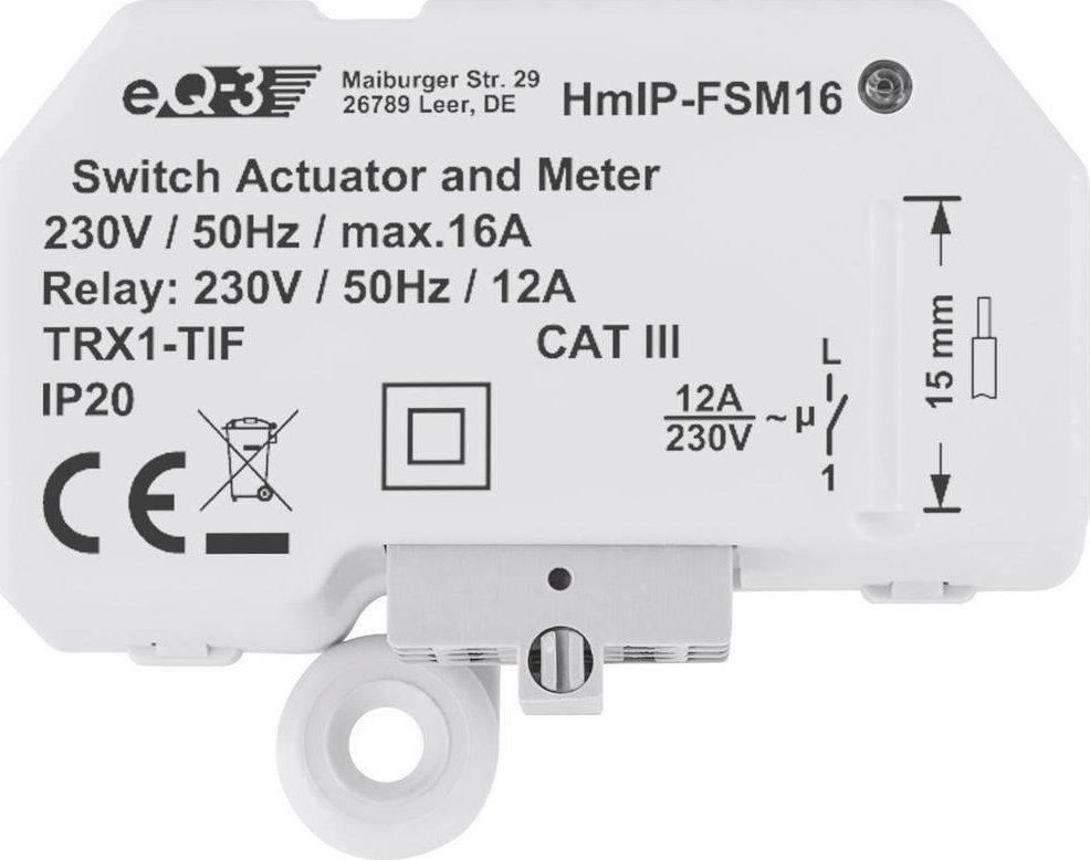 Aktuator ndezje dhe matje energjie HomeMatic IP, 16A, për montim të fshehtë