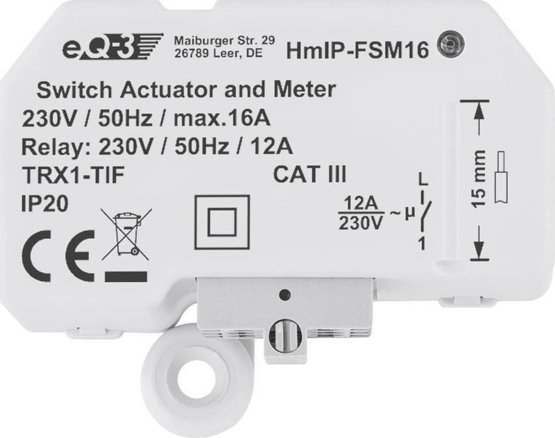 Aktuator ndezje dhe matje energjie HomeMatic IP, 16A, për montim të fshehtë