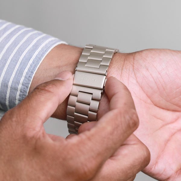 Rrip ore inteligjente Vonmählen Link Bracelet 2, çelik inox 316L, 44 45 46 49 mm, bezhë