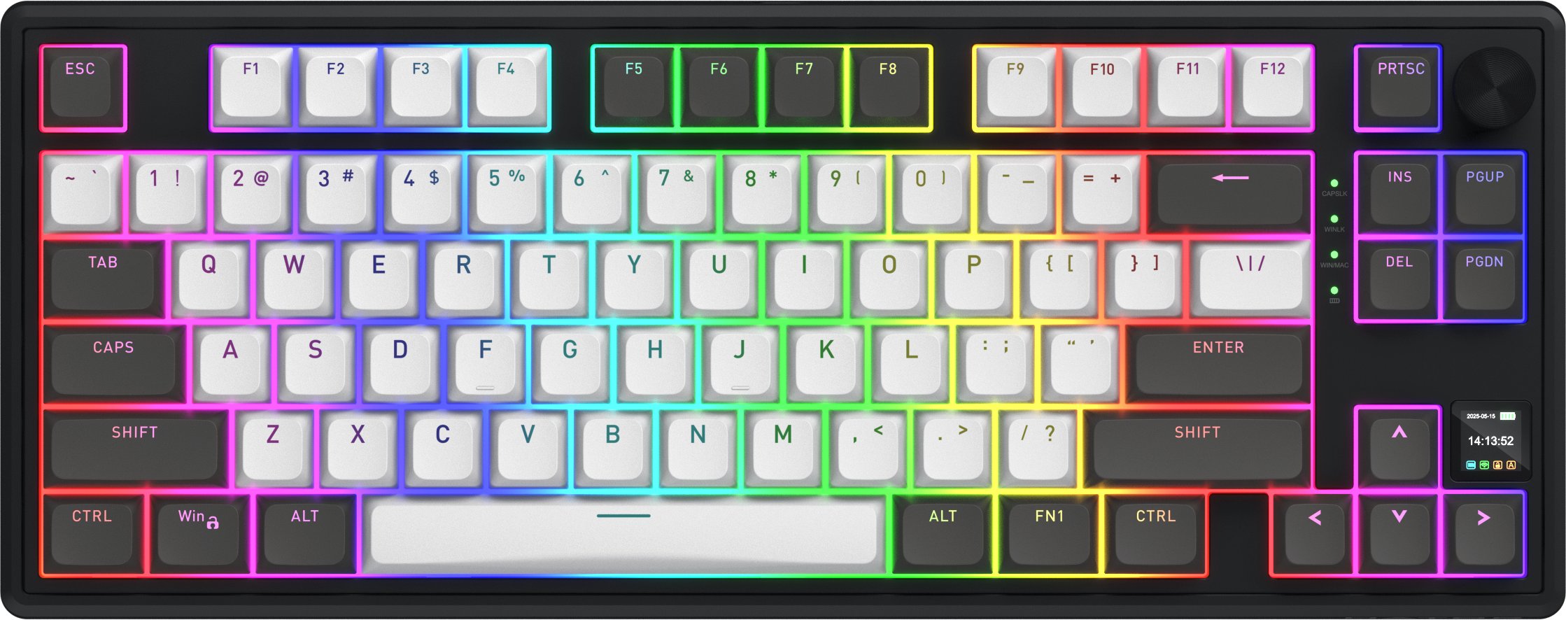 Tastierë gaming Hator HTK4180 Skyfall 80 PRO Wireless, 80%, RGB, layout ENG, e zezë