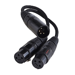 Kabllo audio Furutech ADL XLR, 4 pin në 2x XLR 3 pin, 0.1m, i zi