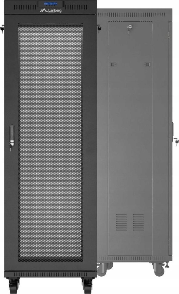 Kabinet rack 19" Lanberg FF01, 37U, 800x800 mm, me derë rrjete, i zi