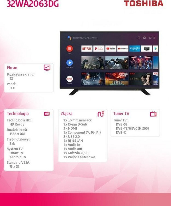 Televizor Toshiba 32WA2063DG LED, 32", HD Ready, i zi