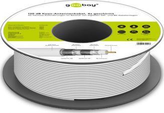 Kabllo koaksial antene Goobay, 120 dB, 100 m, e bardhë
