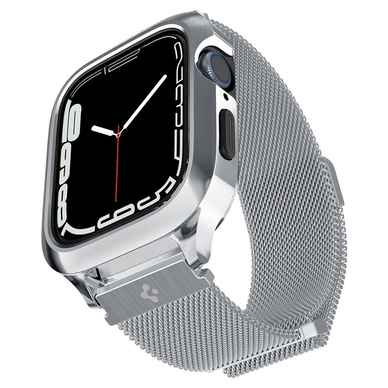 Mbështjellës për Apple Watch 9/8/7 45mm Spigen Metal Fit Pro, i argjendtë