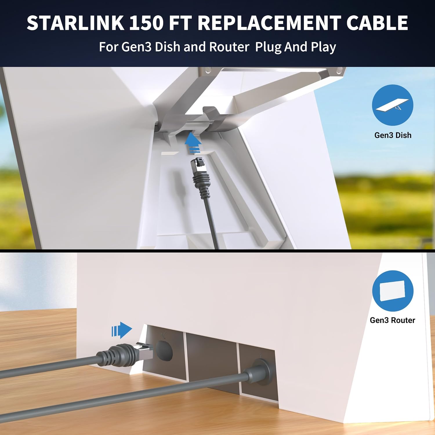 Kabllo për Starlink Lucmo Gen 3 Standard Generation 3, 23m, i zi