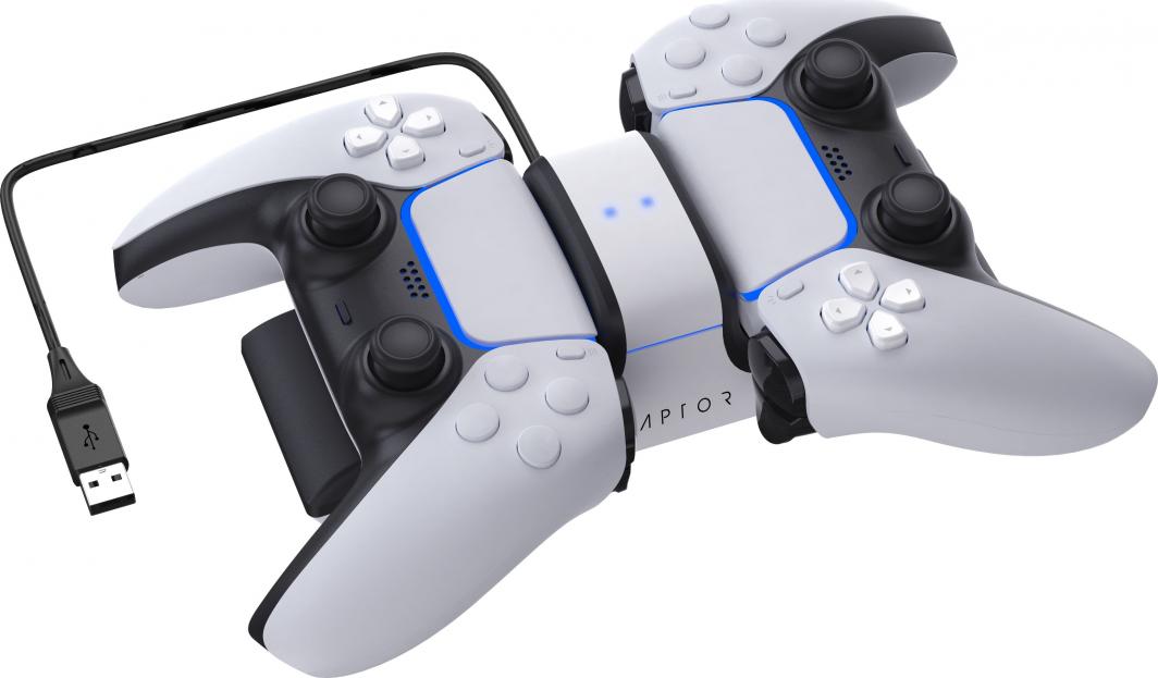 Karikues për kontrollera PS5 Raptor Gaming, USB, i bardhë