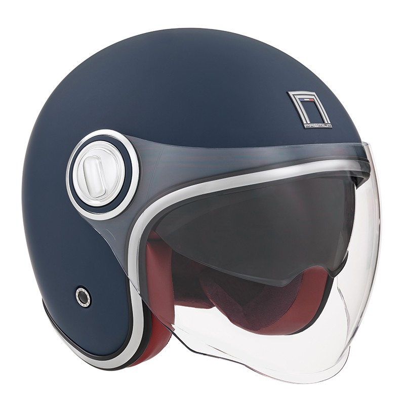 Helmetë moto Nox Premium Heritage, polikarbonat, syze dielli të integruara, e zezë