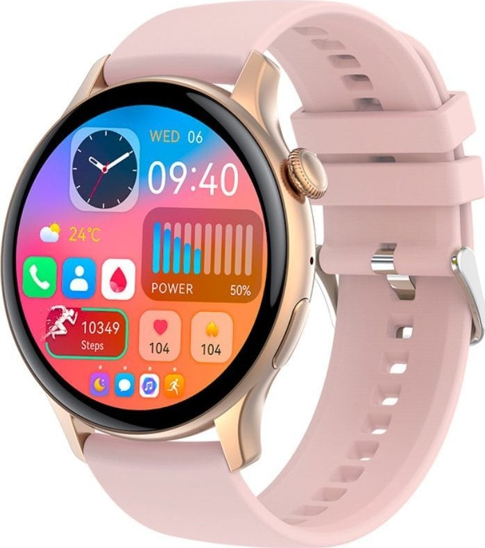 Smartwatch DMSKE Rubicon RNCF10, ekran 1.43" AMOLED, thirrje me Bluetooth, i zi, set 2 copë