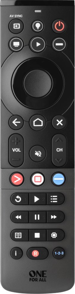 Telekomandë universale One For All Smart Remote Control, 5 pajisje, me shkurtore streaming, e zezë