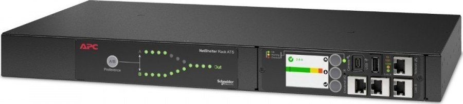 Ndërrues burimi energjie APC AP4423A Rack ATS, 230V, 16A, hyrje C20, 8x C13 1x C19