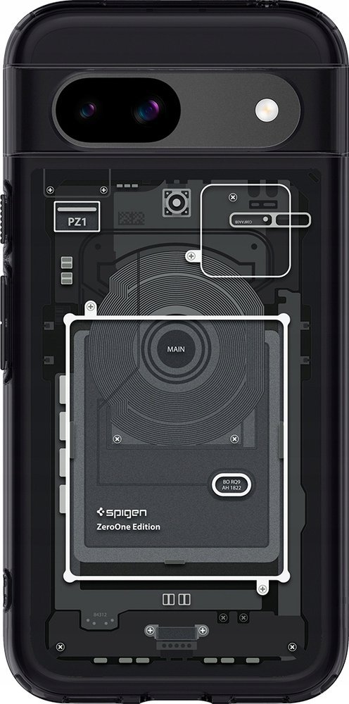 Mbështjellës telefoni Spigen Ultra Hybrid Zero One, për Google Pixel 8a, transparent