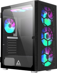 Kasë Montech X3 TG RGB, e zezë, Midi Tower