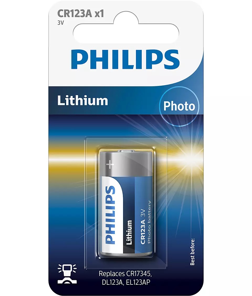 Bateri Philips CR123A/01B, 3V lithium / 1