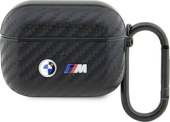 Mbulesë BMW BMAPWMPUCA2 për AirPods Pro, koleksioni Carbon Double Metal Logo, PU, e zezë
