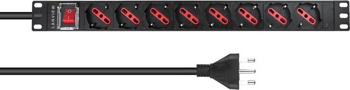 PDU rack Lanview LVR-2MIT-SW-IT8, 8 dalje Schuko, 1U, i zi