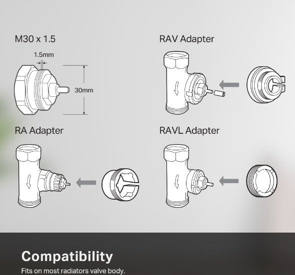 Termostat radiatori inteligjent TP-Link Kasa KE100, WiFi, kompatibil me Alexa dhe Google Assistant, i bardhë