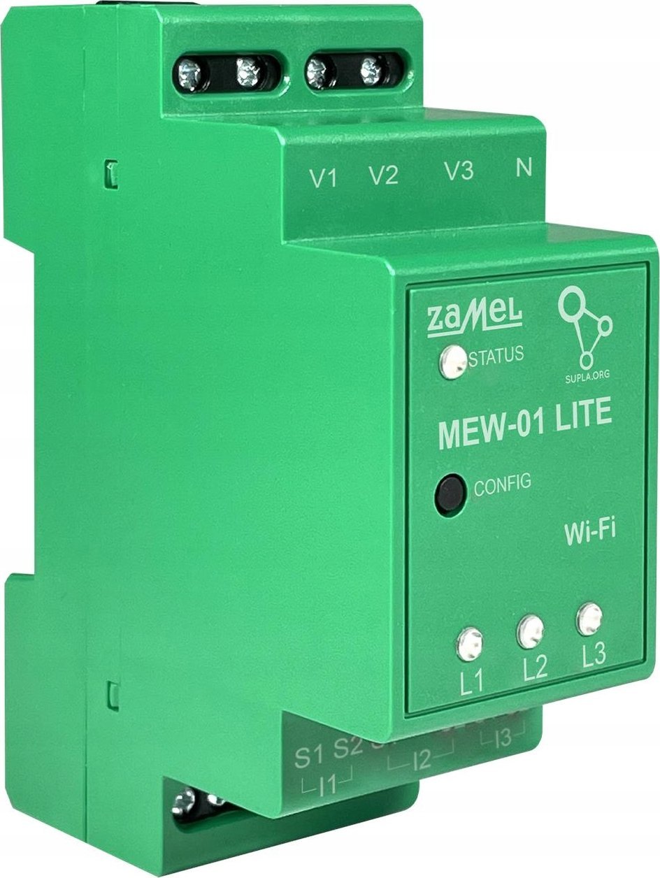 Трифазен монитор на енергија Zamel MEW-01 Lite SUPLA, Wi-Fi, 3x100A, бел
