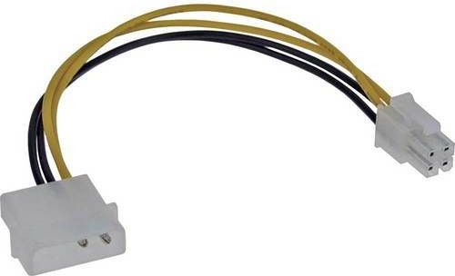 Kabllo adapter energjie InLine 26632, Molex në ATX EPS 4 pin, 0.2m, e verdhë