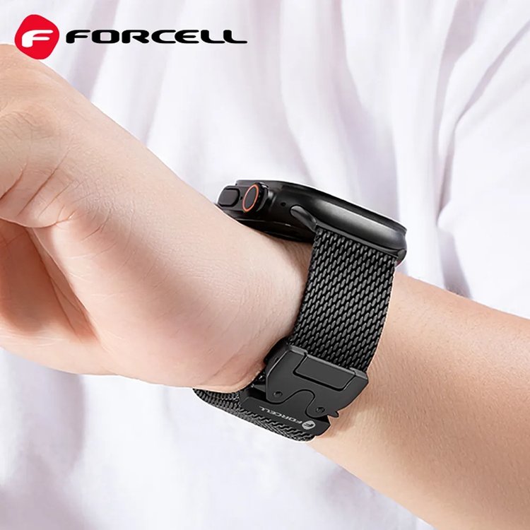 Rrip ore Forcell F DESIGN FA11, për Apple Watch 38 40 41 mm, çelik inox i gërshetuar, i zi