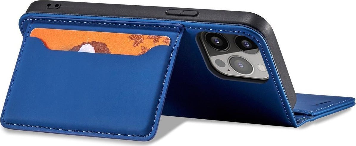 Kuti mbrojtëse flip Hurtel Magnet Card Case për Samsung Galaxy S23, me portofol, funksion qëndrues, blu