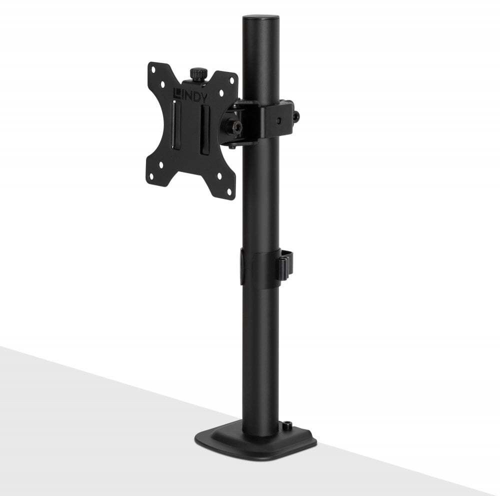 Mbajtëse monitori Lindy Stubby Fixed Display Mount, VESA 75x75 100x100, montim në tavolinë, e zezë
