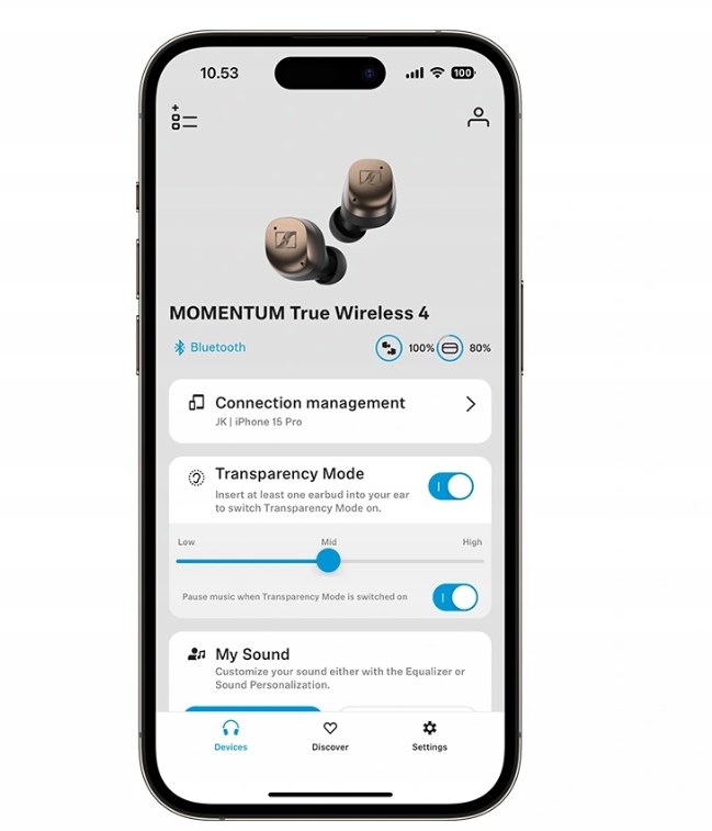 Kufje Sennheiser Momentum MTW4, Bluetooth, 7.5 orë bateri, IP54, të zeza/të bronzta