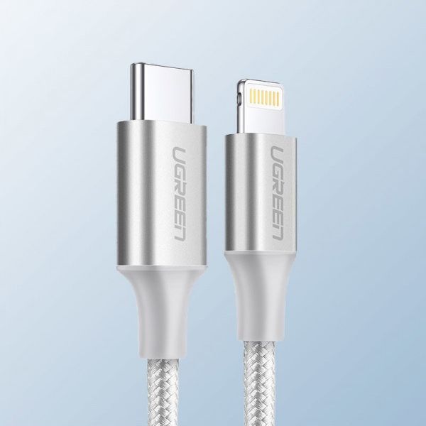 Kabllo USB Ugreen USBA në Lightning, 1m, karikim dhe të dhëna, argjendtë