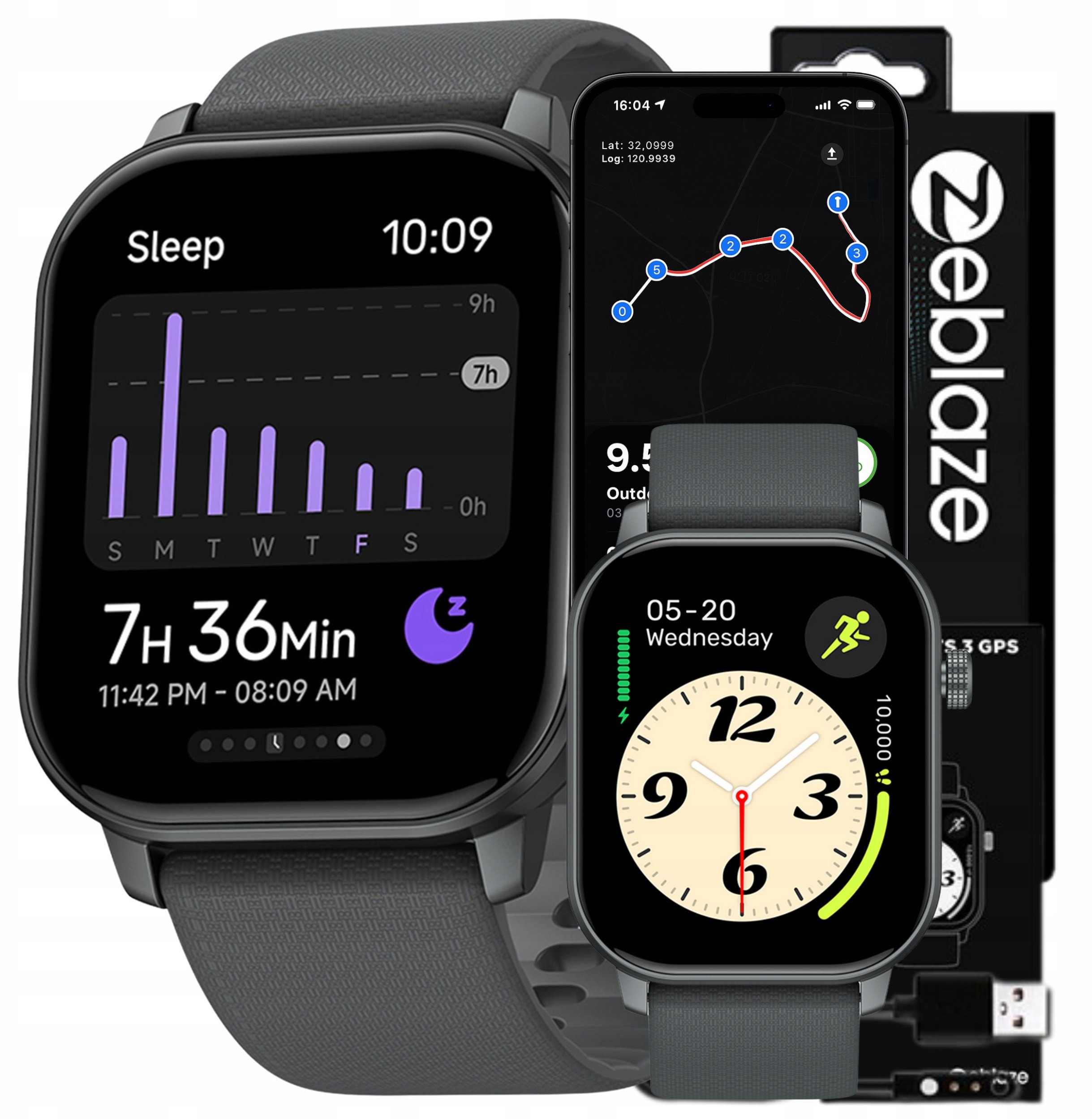 Orë smart Zeblaze GTS 3, GPS, ekran 2.01", thirrje telefonike