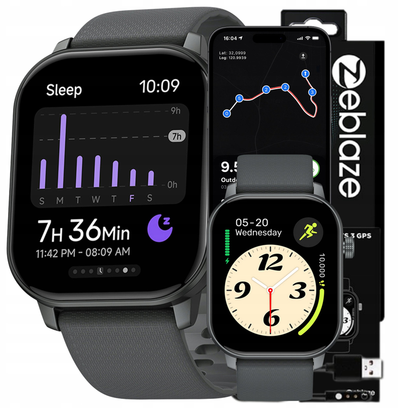 Orë smart Zeblaze GTS 3, GPS, ekran 2.01", thirrje telefonike