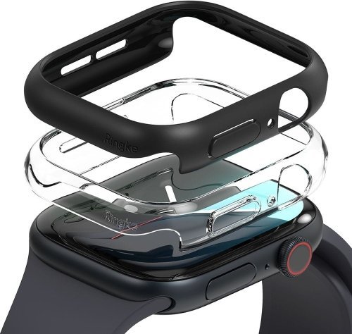Mbulesë orë inteligjente Ringke Slim për Apple Watch 10 46mm, set 2 copë, transparente dhe e zezë matte