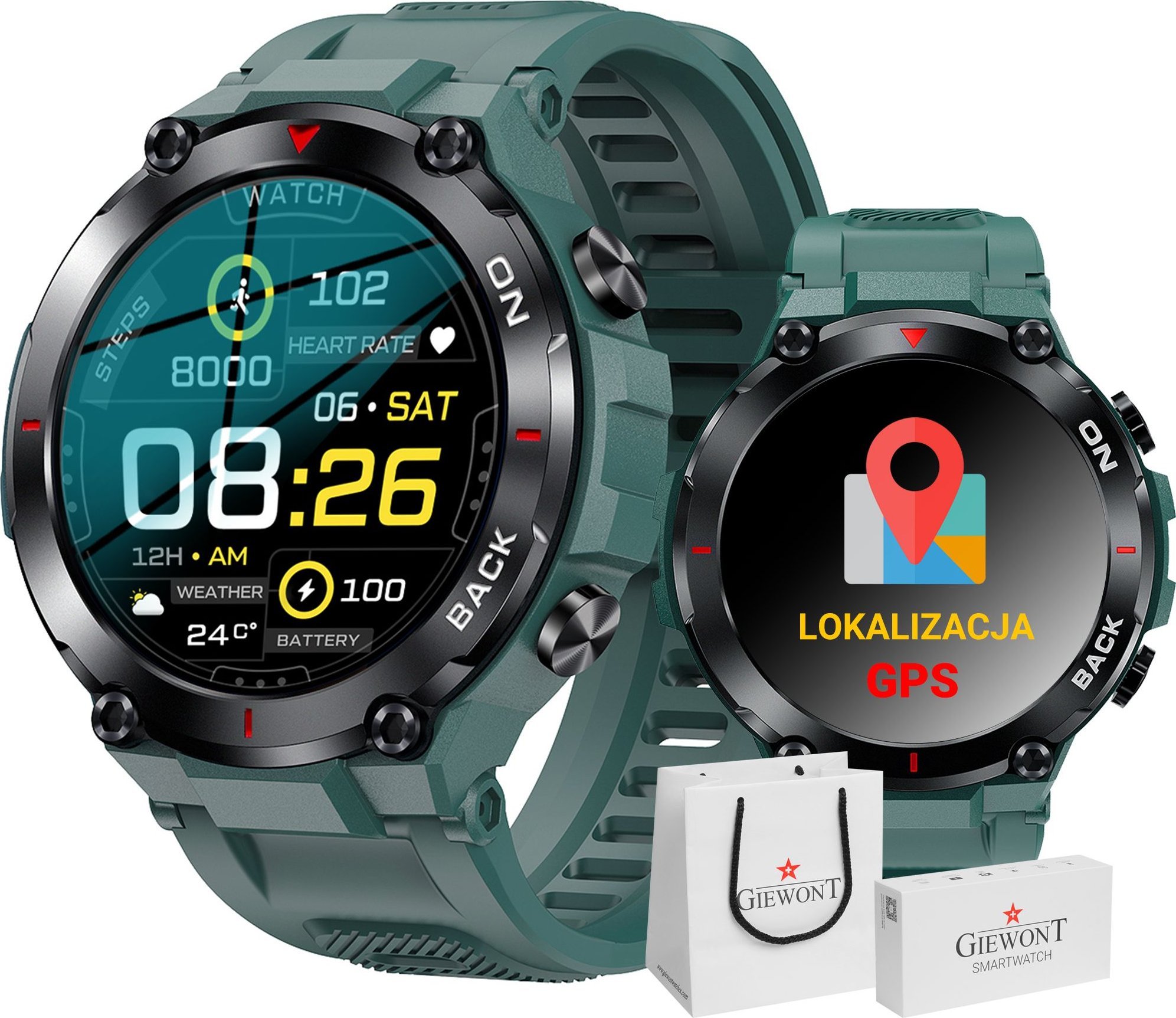 Smartwatch Giewont GW460-2, GPS, jeshile