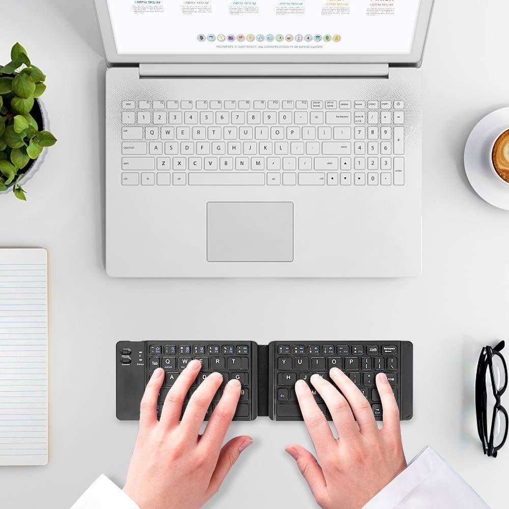 Tastierë Techly Foldable Wireless, Bluetooth 3.0, layout US QWERTY, e zezë